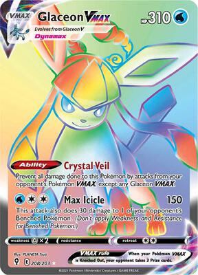 Glaceon VMAX (Secret) card from SWSH07: Evolving Skies