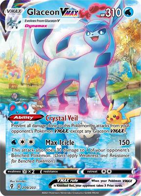 Glaceon VMAX (Alternate Art Secret) card from SWSH07: Evolving Skies