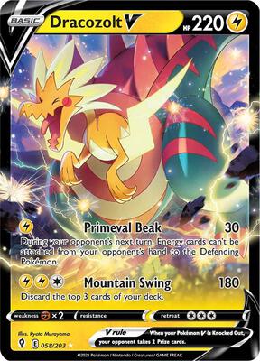 Dracozolt V card from SWSH07: Evolving Skies