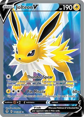 Jolteon V (Full Art) card from SWSH07: Evolving Skies