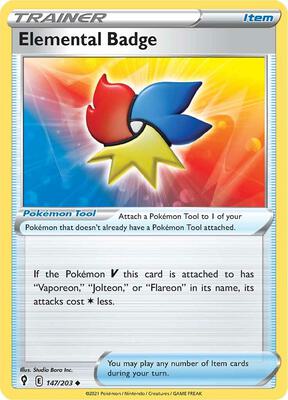 Elemental Badge card from SWSH07: Evolving Skies