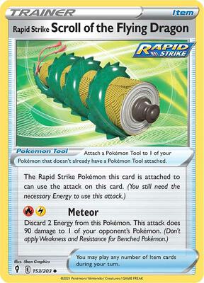 Rapid Strike Scroll of the Flying Dragon card from SWSH07: Evolving Skies