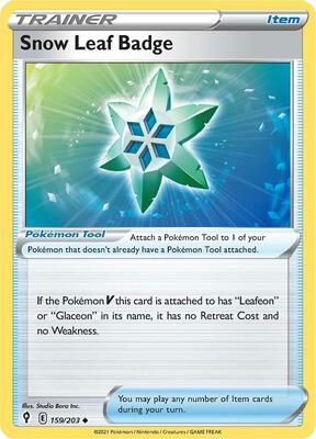 Snow Leaf Badge card from SWSH07: Evolving Skies