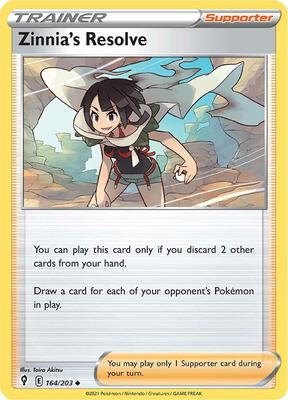 Zinnia's Resolve card from SWSH07: Evolving Skies