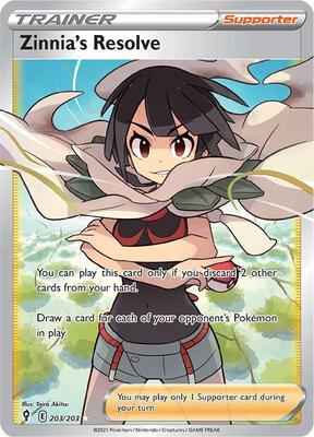 Zinnia's Resolve (Full Art) card from SWSH07: Evolving Skies