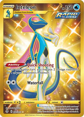 Inteleon (Secret) card from SWSH07: Evolving Skies