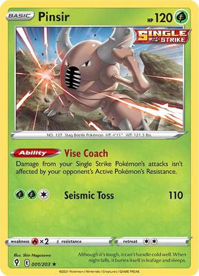 Pinsir card from SWSH07: Evolving Skies
