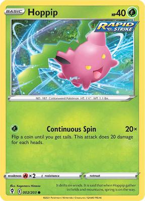 Hoppip card from SWSH07: Evolving Skies