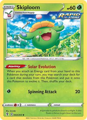 Skiploom card from SWSH07: Evolving Skies