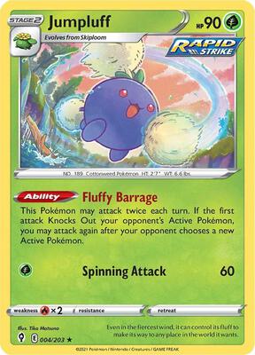Jumpluff card from SWSH07: Evolving Skies