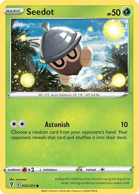 Seedot card from SWSH07: Evolving Skies