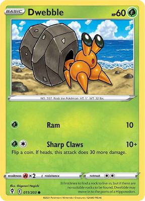 Dwebble card from SWSH07: Evolving Skies