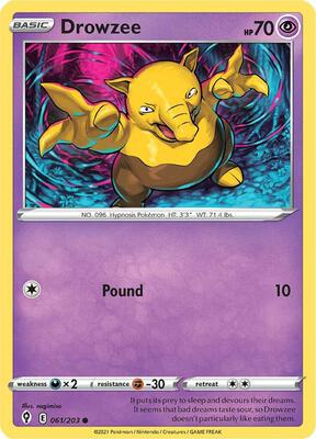 Drowzee card from SWSH07: Evolving Skies