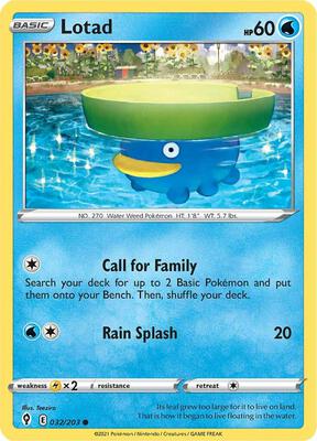 Lotad card from SWSH07: Evolving Skies
