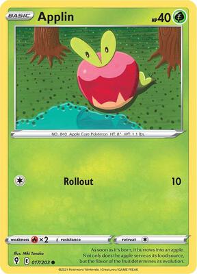 Applin card from SWSH07: Evolving Skies