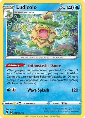 Ludicolo card from SWSH07: Evolving Skies