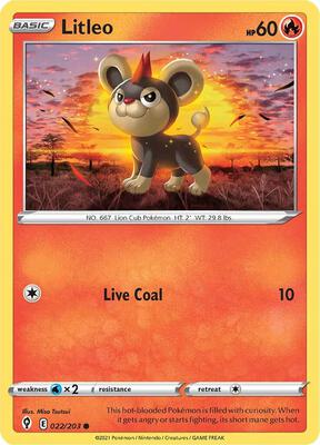 Litleo card from SWSH07: Evolving Skies