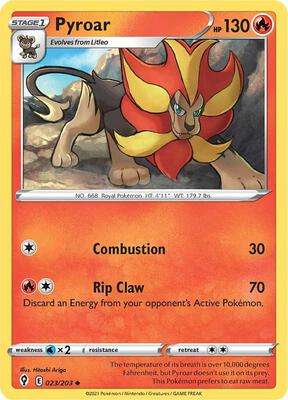 Pyroar card from SWSH07: Evolving Skies