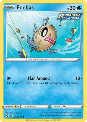 Feebas card from SWSH07: Evolving Skies