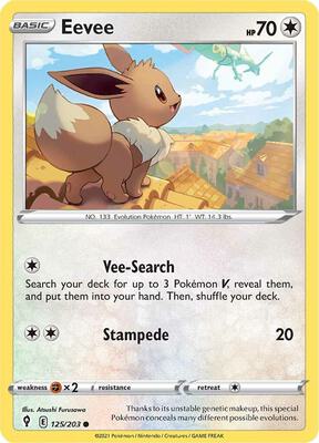 Eevee card from SWSH07: Evolving Skies