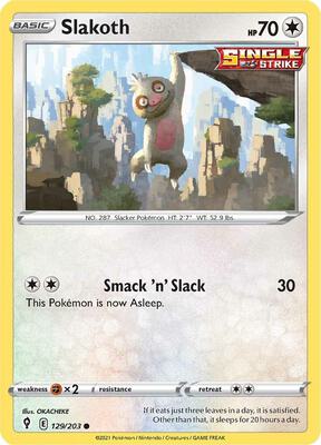 Slakoth card from SWSH07: Evolving Skies