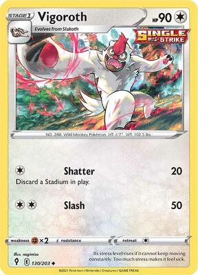 Vigoroth card from SWSH07: Evolving Skies