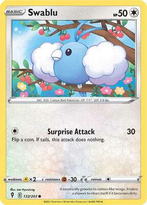 Swablu card from SWSH07: Evolving Skies
