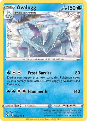 Avalugg card from SWSH07: Evolving Skies
