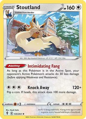Stoutland card from SWSH07: Evolving Skies