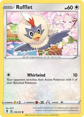 Rufflet card from SWSH07: Evolving Skies