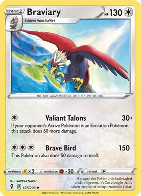 Braviary card from SWSH07: Evolving Skies