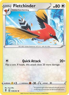 Fletchinder card from SWSH07: Evolving Skies