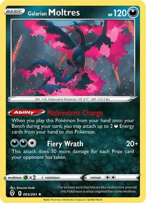 Galarian Moltres card from SWSH07: Evolving Skies
