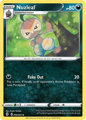 Nuzleaf card from SWSH07: Evolving Skies