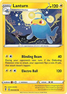 Lanturn card from SWSH07: Evolving Skies