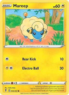 Mareep card from SWSH07: Evolving Skies