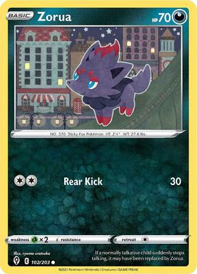 Zorua card from SWSH07: Evolving Skies