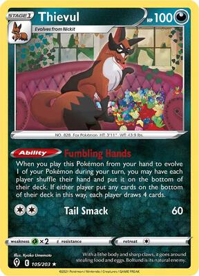 Thievul card from SWSH07: Evolving Skies