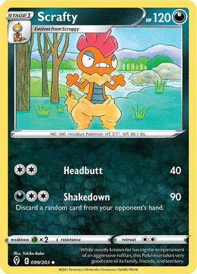 Scrafty card from SWSH07: Evolving Skies