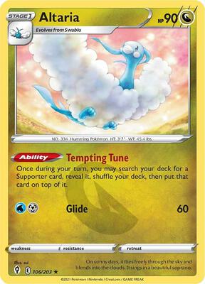 Altaria card from SWSH07: Evolving Skies