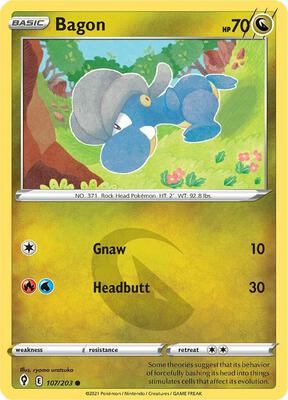 Bagon card from SWSH07: Evolving Skies
