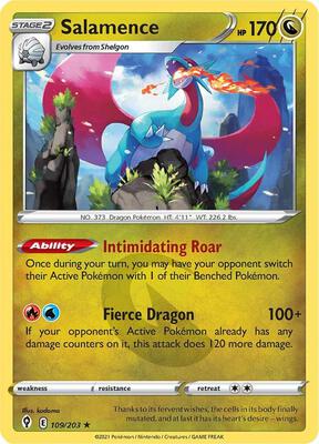 Salamence card from SWSH07: Evolving Skies