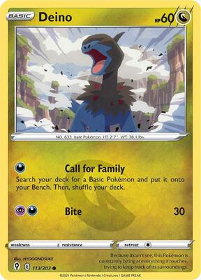 Deino card from SWSH07: Evolving Skies