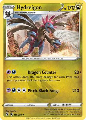 Hydreigon card from SWSH07: Evolving Skies