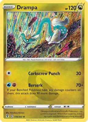 Drampa card from SWSH07: Evolving Skies