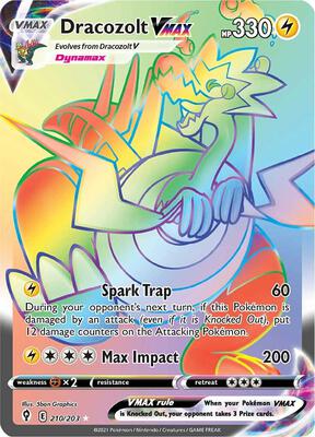 Dracozolt VMAX (Secret) card from SWSH07: Evolving Skies