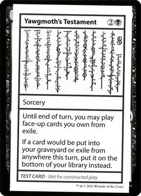 Yawgmoth's Testament (No PW Symbol) card from Mystery Booster: Convention Edition Exclusives