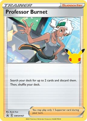 Professor Burnet - SWSH167 (25th Anniversary Stamp) card from SWSH: Sword & Shield Promo Cards