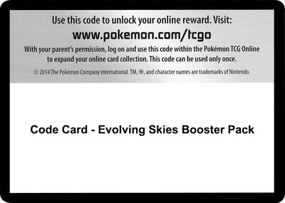 Code Card - Evolving Skies Booster Pack card from SWSH07: Evolving Skies