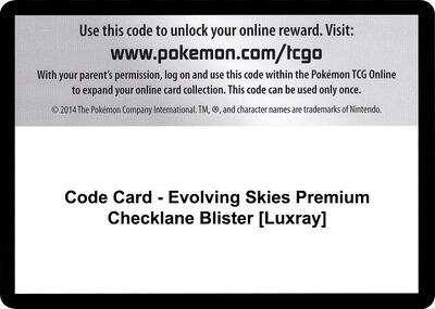 Code Card - Evolving Skies Premium Checklane Blister [Luxray] card from SWSH07: Evolving Skies